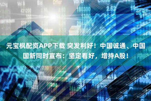 元宝枫配资APP下载 突发利好！中国诚通、中国国新同时宣布：坚定看好，增持A股！